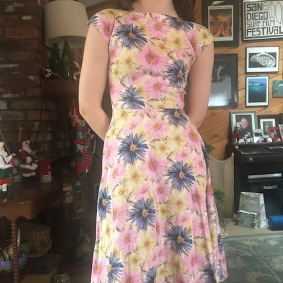 Tatyana Fit and Flare pink and blue floral dress - Picture 1 of 6